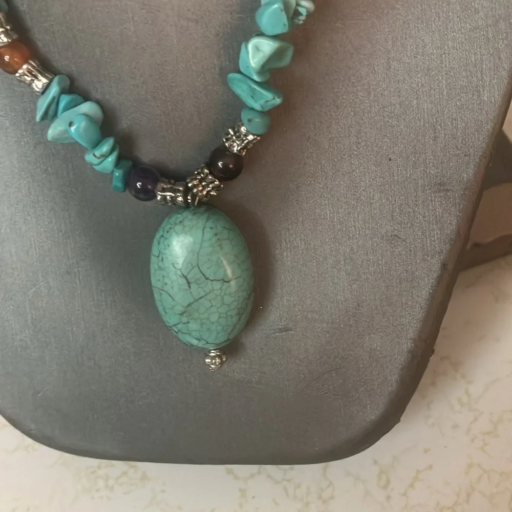 Turquoise like Beaded Necklace